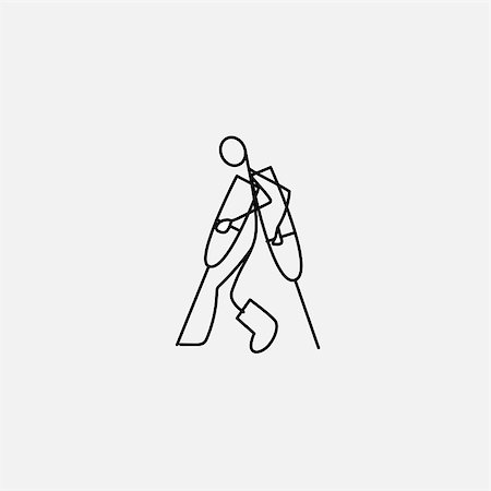 simsearch:400-05242638,k - Vector stick figure illustration: Injured stick man in bandages with crutches. Stock Photo - Budget Royalty-Free & Subscription, Code: 400-08973988