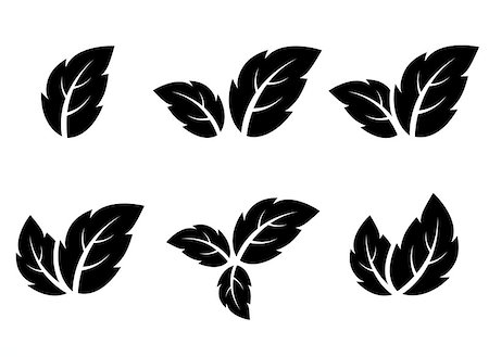 black leaf icons set on white background Stock Photo - Budget Royalty-Free & Subscription, Code: 400-08980011