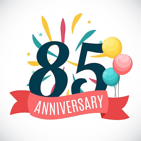 Anniversary 85 Years Template with Ribbon Vector Illustration EPS10 Stock Photo - Budget Royalty-Free & Subscription, Code: 400-08980076