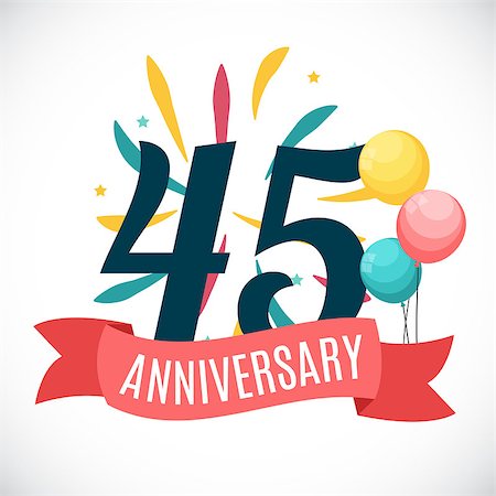 Anniversary 45 Years Template with Ribbon Vector Illustration EPS10 Stock Photo - Budget Royalty-Free & Subscription, Code: 400-08980073