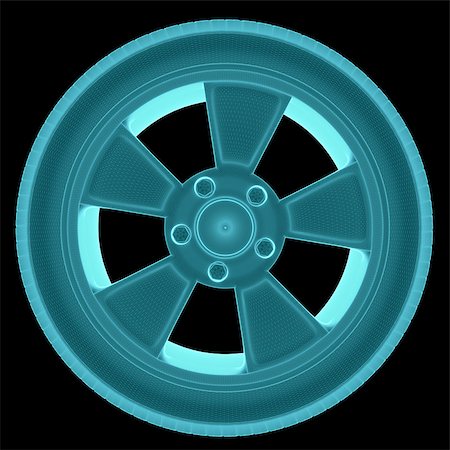 simsearch:400-08159883,k - X-Ray Image Of Car Wheel, Isolated on Black Background. 3D Rendering Fotografie stock - Microstock e Abbonamento, Codice: 400-08980204