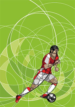 simsearch:400-04397543,k - Abstract image of soccer or football player with ball on green background, made with circle Fotografie stock - Microstock e Abbonamento, Codice: 400-08980214