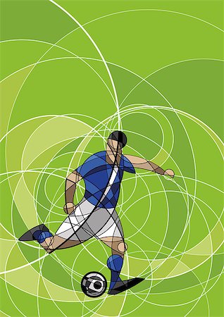 simsearch:400-04397543,k - Abstract image of soccer or football player with ball on green background, made with circle Fotografie stock - Microstock e Abbonamento, Codice: 400-08980215