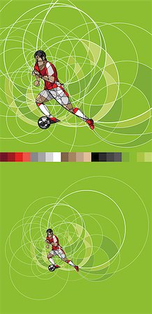 simsearch:400-04397543,k - Abstract image of soccer or football player with ball on green background, made with circle Fotografie stock - Microstock e Abbonamento, Codice: 400-08980212