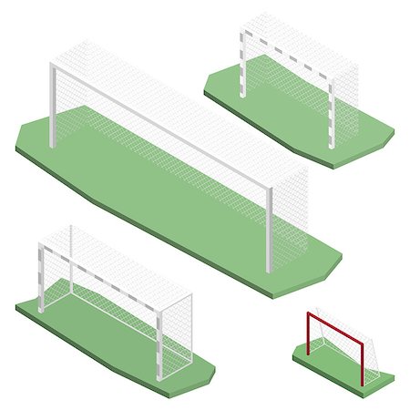 flat soccer ball - Gate of different size and shapes for playing soccer, isolated on white background. Design of sports equipment elements. Flat 3d isometric style, vector illustration. Stock Photo - Budget Royalty-Free & Subscription, Code: 400-08980293