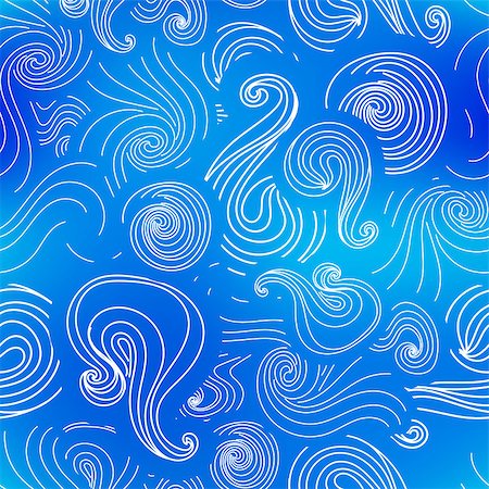 Abstract background with white swirls in blue, sea seamless pattern Stockbilder - Microstock & Abonnement, Bildnummer: 400-08980388