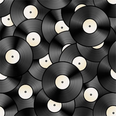 A lot of vintage vinyl discs, retro seamless pattern Stockbilder - Microstock & Abonnement, Bildnummer: 400-08980408