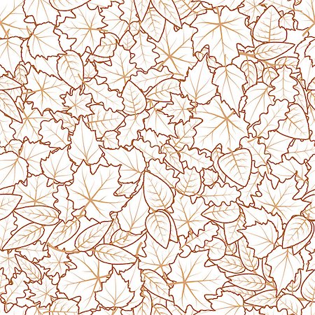 Hand drawn cute leaves from different kind of trees, seamless pattern on white Stockbilder - Microstock & Abonnement, Bildnummer: 400-08980416