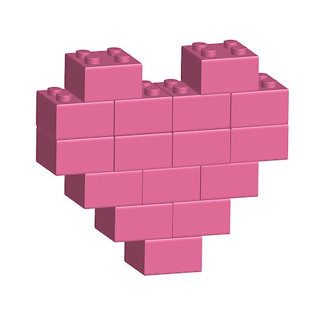 Building bricks in 3D pink heart, vector Photographie de stock - Aubaine LD & Abonnement, Code: 400-08980422
