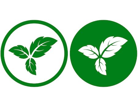 eco sign with three green leaves icon Stock Photo - Budget Royalty-Free & Subscription, Code: 400-08980434