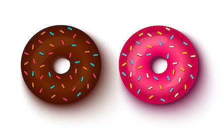 simsearch:400-08619836,k - Vector set icons of two donuts. Pink and chocolate donuts. Photographie de stock - Aubaine LD & Abonnement, Code: 400-08980461