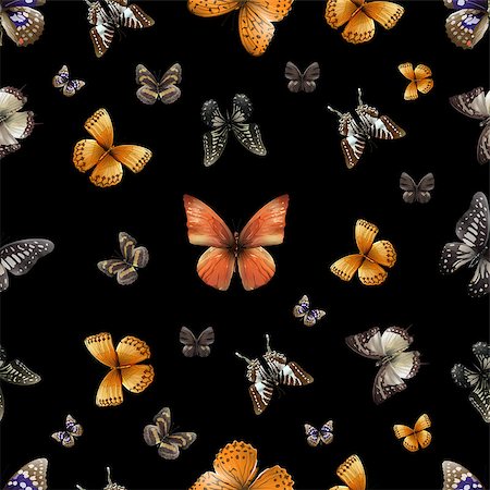 simsearch:400-08616887,k - Seamless pattern from butterflies, vector illustration, clip-art Foto de stock - Super Valor sin royalties y Suscripción, Código: 400-08980482