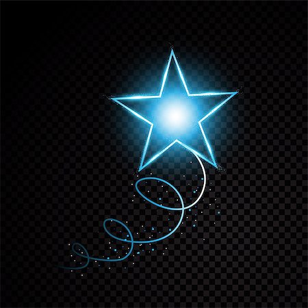 Blue glittering spiral star dust trail sparkling particles on transparent background. Space comet tail. Vector glamour fashion illustration set Stockbilder - Microstock & Abonnement, Bildnummer: 400-08980493