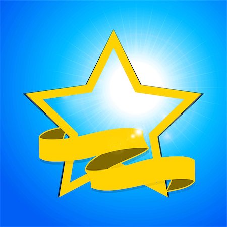 Bright Yellow Star with Banner Over Sunny Blue Sky Background Photographie de stock - Aubaine LD & Abonnement, Code: 400-08980589