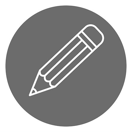 simsearch:400-05294430,k - Outline pencil icon, white linear pencil on black background Fotografie stock - Microstock e Abbonamento, Codice: 400-08980722