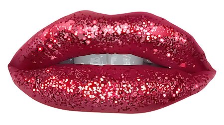 simsearch:400-08165681,k - Red Lips with Glitter - Isolated and Detailed Illustration, Vector Photographie de stock - Aubaine LD & Abonnement, Code: 400-08980796