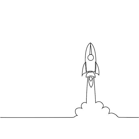 spaceship engine design - Continuous line drawing. Start up rocket icon. Vector illustration. Stock Photo - Budget Royalty-Free & Subscription, Code: 400-08980799