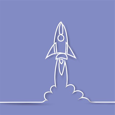 spaceship engine design - Continuous line drawing with paper strips. Start up rocket icon. Vector illustration. Stock Photo - Budget Royalty-Free & Subscription, Code: 400-08980800