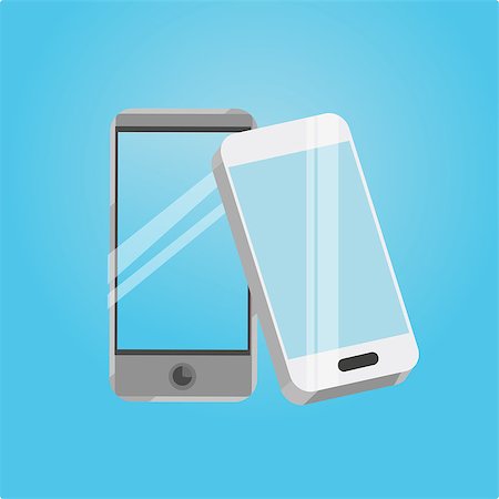 simsearch:400-08978209,k - Two smart phone icons on a blue background. With highlights on the screen. Stock Photo - Budget Royalty-Free & Subscription, Code: 400-08980827