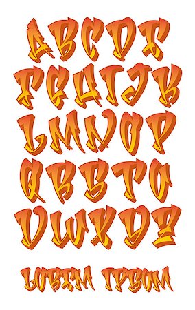 simsearch:400-08980863,k - Vectorial font in graffiti hand written 3D style. Capital letters alphabet. Photographie de stock - Aubaine LD & Abonnement, Code: 400-08980860