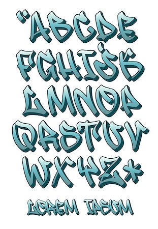 photojope (artist) - Vectorial font in graffiti hand written 3D style. Capital letters alphabet. Photographie de stock - Aubaine LD & Abonnement, Code: 400-08980863