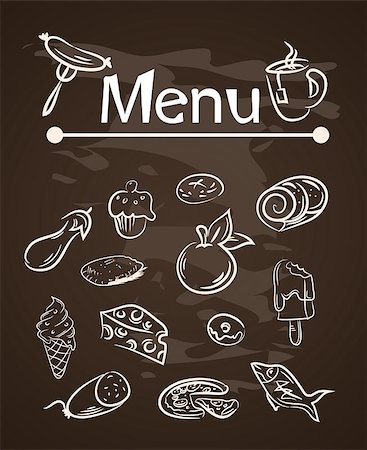 vector food menu elements on chalk board vector set EPS10 Stock Photo - Budget Royalty-Free & Subscription, Code: 400-08980883