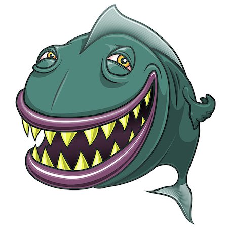 photojope (artist) - Smiling happy cartoon fish. Funny vectorial illustration. Isolated on white background. Fotografie stock - Microstock e Abbonamento, Codice: 400-08980934