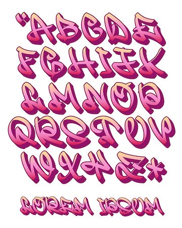 photojope (artist) - Vectorial font in graffiti hand written 3D style. Capital letters alphabet. Isolated on white background. Photographie de stock - Aubaine LD & Abonnement, Code: 400-08980935