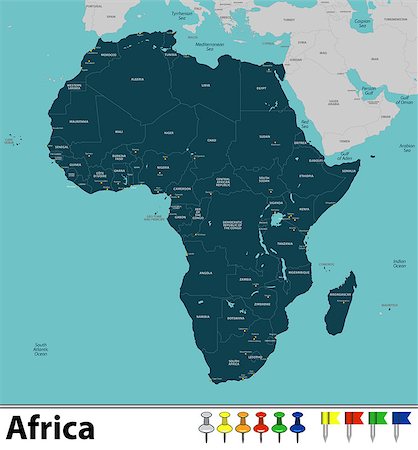 Vector map of Africa with countries, big cities and icons Photographie de stock - Aubaine LD & Abonnement, Code: 400-08980981