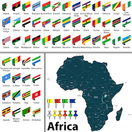 Vector map of Africa with countries, big cities and icons Stock Photo - Budget Royalty-Free & Subscription, Code: 400-08980982