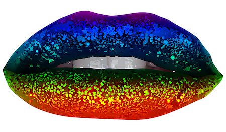 simsearch:400-08165681,k - Rainbow Party Lips with Glitter - Isolated and Detailed Illustration, Vector Photographie de stock - Aubaine LD & Abonnement, Code: 400-08981115