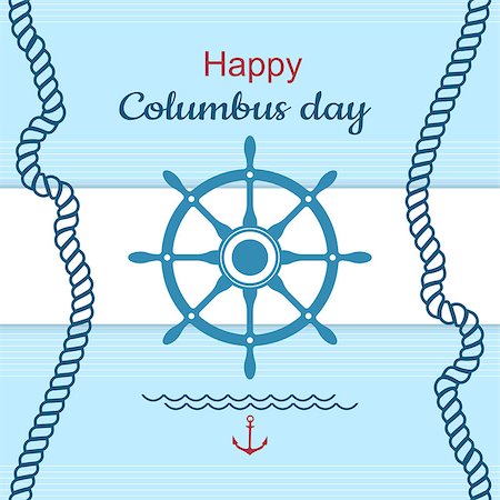 sea postcards vector - Happy Columbus day poster in vector format Stock Photo - Budget Royalty-Free & Subscription, Code: 400-08981171