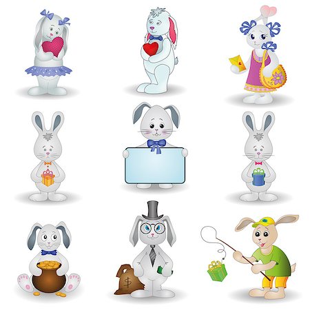 Set toy rabbits with holiday greeting objects. Vector Stock Photo - Budget Royalty-Free & Subscription, Code: 400-08981305