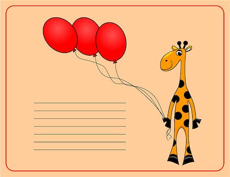 simsearch:400-04604858,k - card with Cheerful giraffe with Balloons. vector Photographie de stock - Aubaine LD & Abonnement, Code: 400-08981332