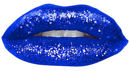 simsearch:400-08165681,k - Blue Lips with Glitter - Isolated and Detailed Illustration, Vector Photographie de stock - Aubaine LD & Abonnement, Code: 400-08981363