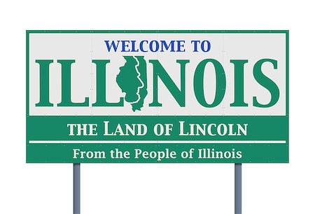 street sign and chicago - Vector illustration of the welcome state of Illinois road sign Foto de stock - Super Valor sin royalties y Suscripción, Código: 400-08981418