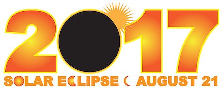 simsearch:400-09046764,k - 2017 Solar Eclipse Totality across America USA numeral and text  color illustration Fotografie stock - Microstock e Abbonamento, Codice: 400-08981467