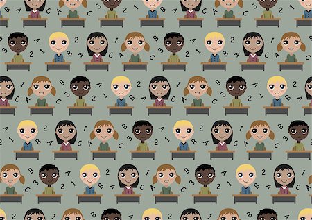 Seamless pattern children in school, vector Photographie de stock - Aubaine LD & Abonnement, Code: 400-08981485