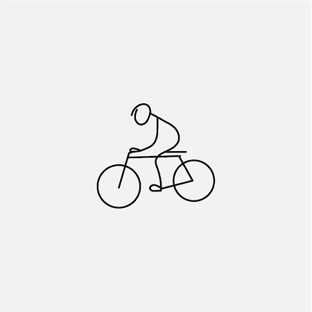 simsearch:400-08975910,k - Minimalistic simple flat stick figure man riding bicycle icon. Vector illustration Stock Photo - Budget Royalty-Free & Subscription, Code: 400-08981644