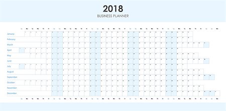 simsearch:400-08194861,k - Year planner for 2018, personal or corporative calendar in simple design Foto de stock - Royalty-Free Super Valor e Assinatura, Número: 400-08981699
