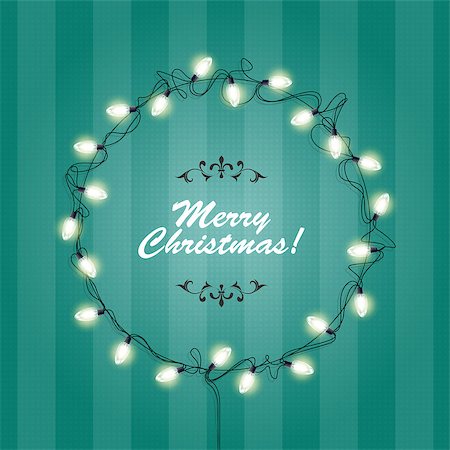 simsearch:400-08676989,k - Christmas Lights wreath frame - round festive lights garlands Foto de stock - Super Valor sin royalties y Suscripción, Código: 400-08981725