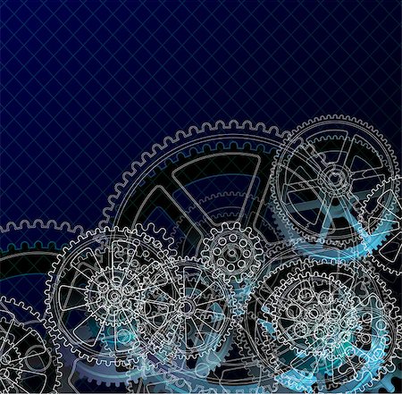 dyha1965 (artist) - Drawing gears on a dark blue background, vector illustration clip-art Photographie de stock - Aubaine LD & Abonnement, Code: 400-08981776