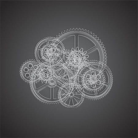 Drawing gears on a black background, vector illustration clip-art Stock Photo - Budget Royalty-Free & Subscription, Code: 400-08981777