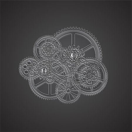 dyha1965 (artist) - Drawing gears on a black background, vector illustration clip-art Photographie de stock - Aubaine LD & Abonnement, Code: 400-08981778