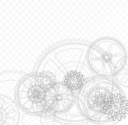 dyha1965 (artist) - Drawing gears on a white background, vector illustration clip-art Photographie de stock - Aubaine LD & Abonnement, Code: 400-08981780