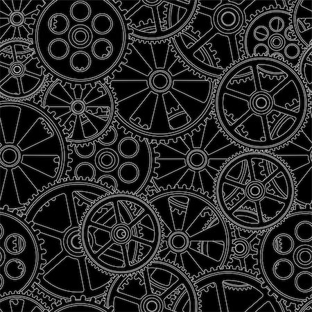 dyha1965 (artist) - figure gears on a black background, seamless pattern, vector illustration clip-art Photographie de stock - Aubaine LD & Abonnement, Code: 400-08981783