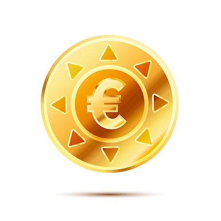 Bright glossy golden coin with euro sign isolated on white Stockbilder - Microstock & Abonnement, Bildnummer: 400-08981817