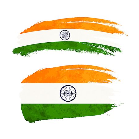 Grunge brush stroke with India national flag isolated on white Stockbilder - Microstock & Abonnement, Bildnummer: 400-08981824