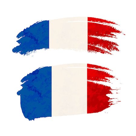 Grunge brush stroke with France national flag isolated on white Stockbilder - Microstock & Abonnement, Bildnummer: 400-08981828