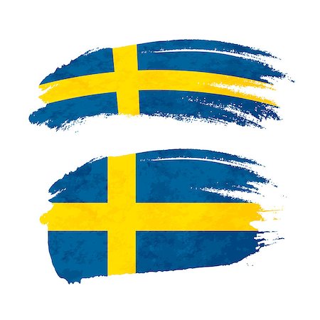 Grunge brush stroke with Sweden national flag isolated on white Stockbilder - Microstock & Abonnement, Bildnummer: 400-08981829